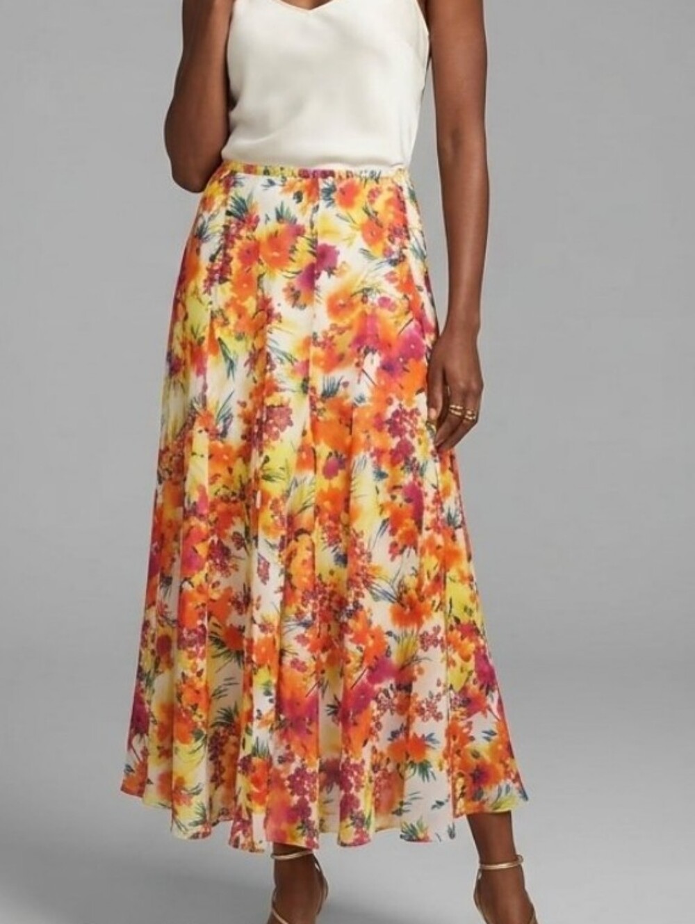 Jones New York Floral Print Silk Skirt